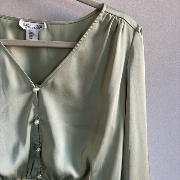 Rachel Zoe Sage Green Satin Top - Picture 3 of 5